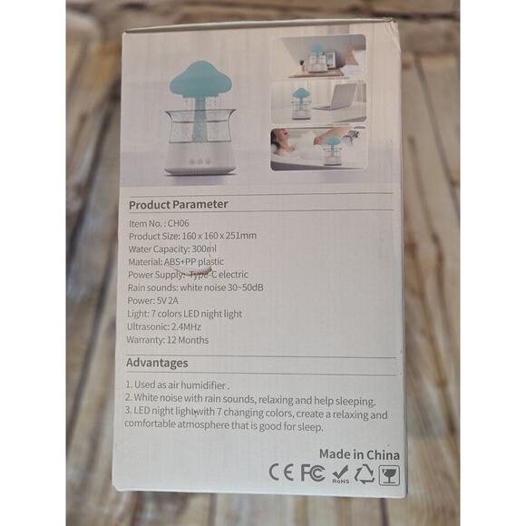 Aroma Diffuser Rain Cloud Essential Oil Humidifier, 7 Color Night Light - Picture 3 of 3